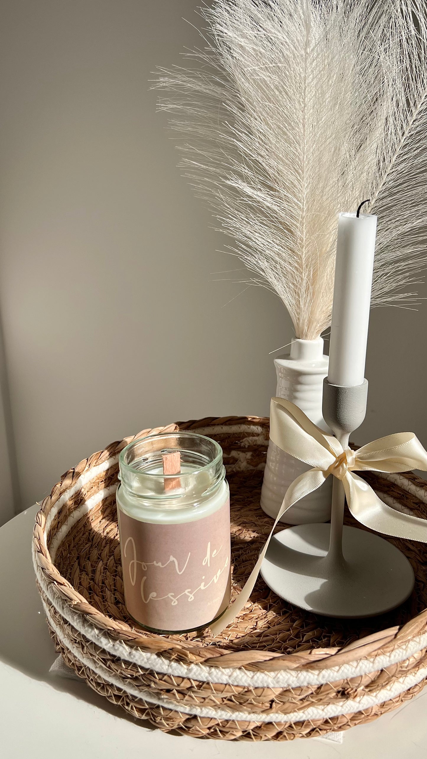 Bougie de soja avec mèche de bois | Jour de lessive (FORMAT 10 OZ)