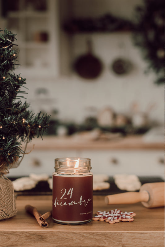 24 décembre | Bougie de soja de Noël avec mèche de bois (50h)