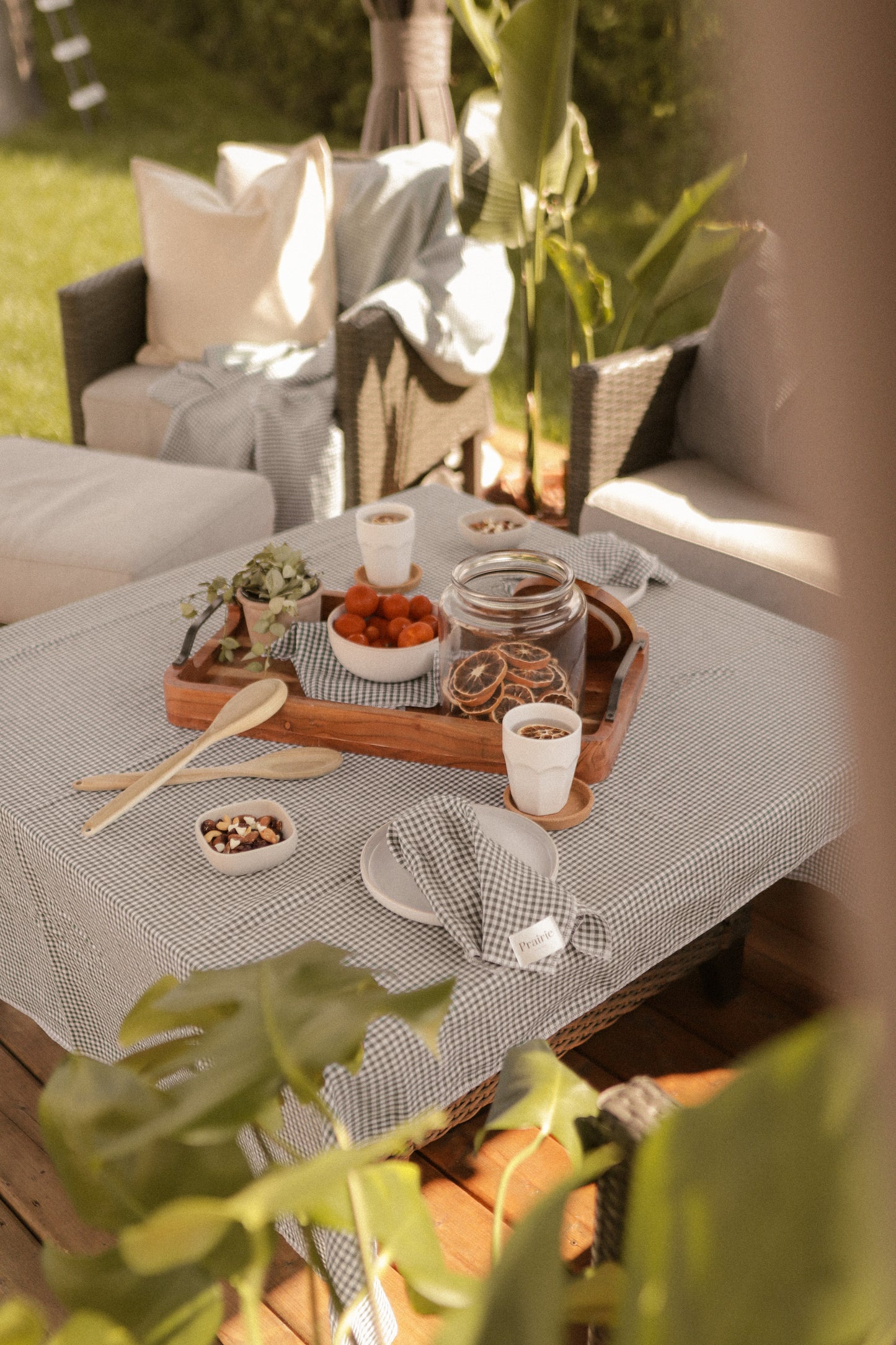 Nappe rustique | Menthe & ivoire