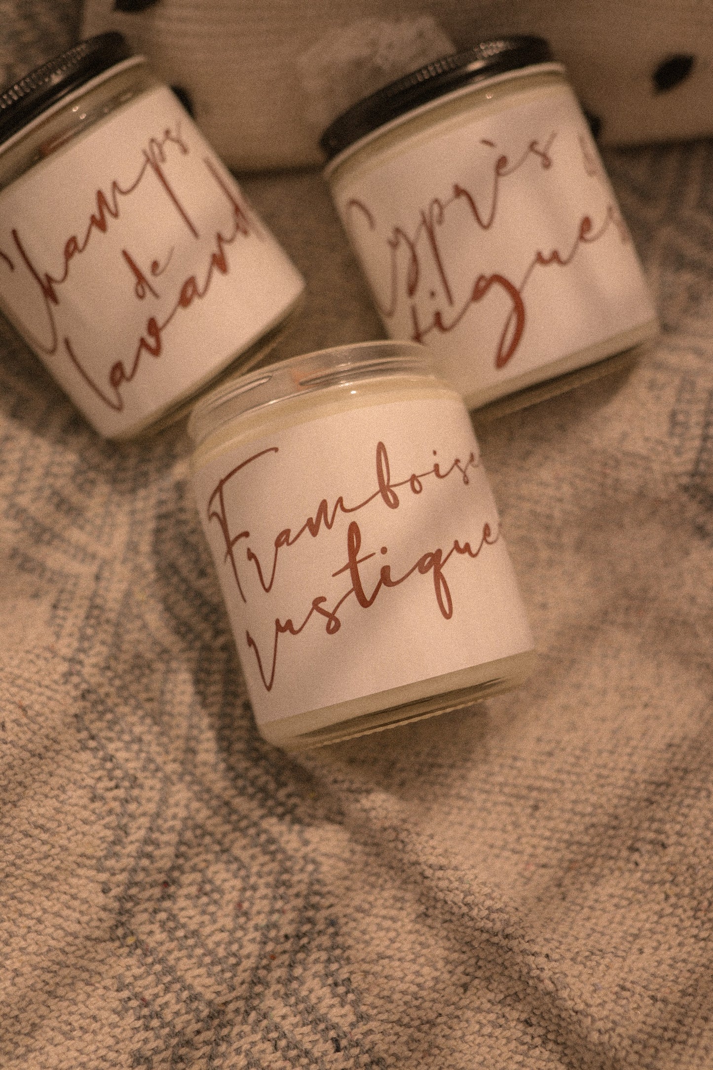 Bougie de soja avec mèche de soja | Framboises rustiques